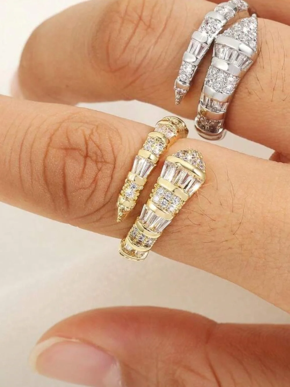 Luxe Serpent Wrap Ring | Adjustable Gold CZ Snake Ring