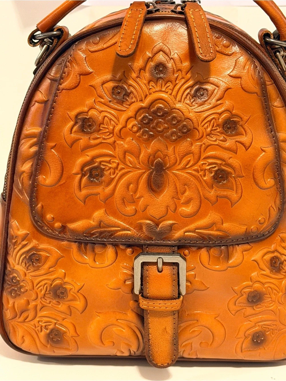 NWOT IVTG Embossed Leather Crossbody Backpack
