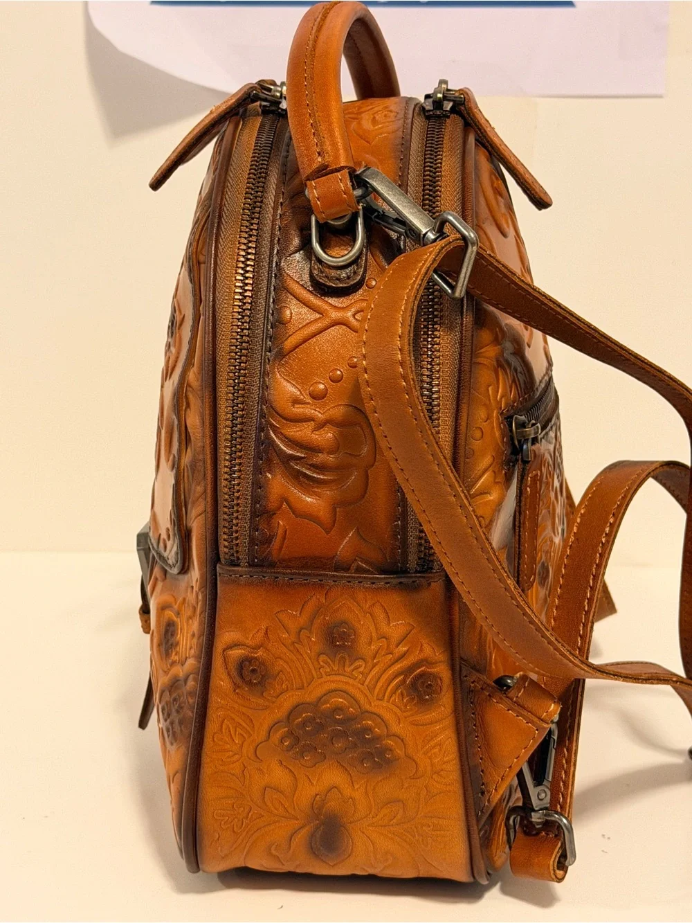 NWOT IVTG Embossed Leather Crossbody Backpack