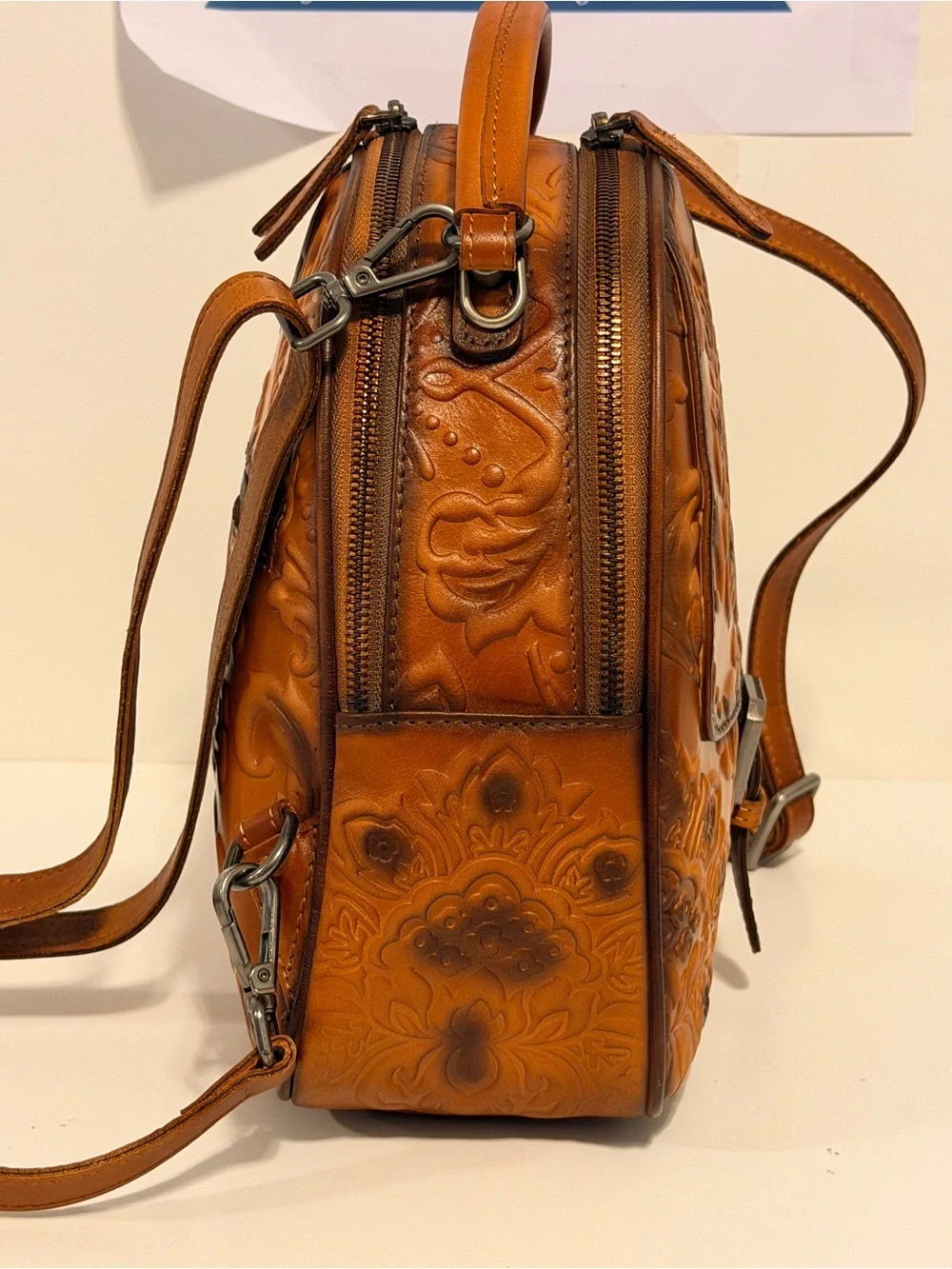 NWOT IVTG Embossed Leather Crossbody Backpack