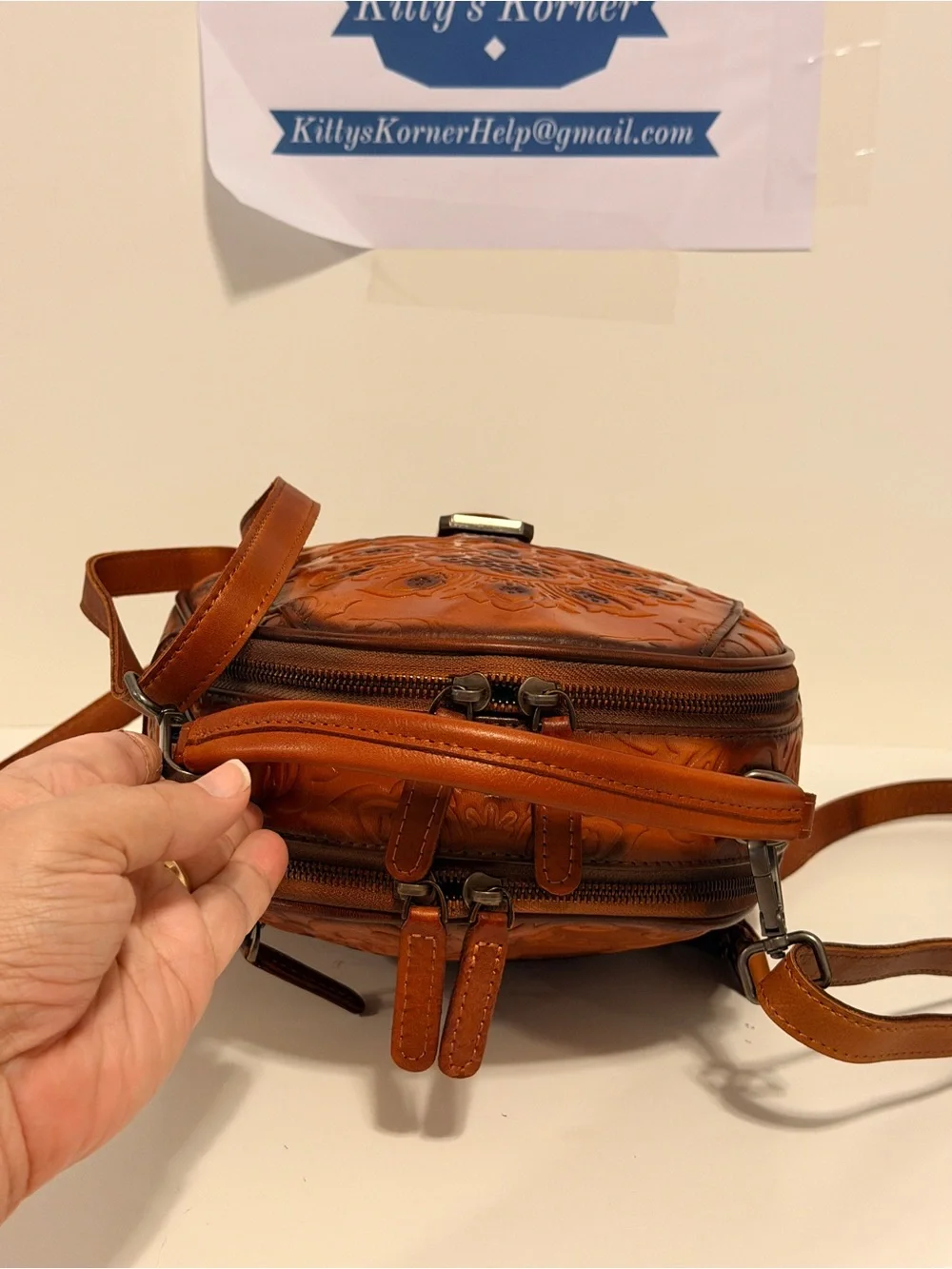 NWOT IVTG Embossed Leather Crossbody Backpack