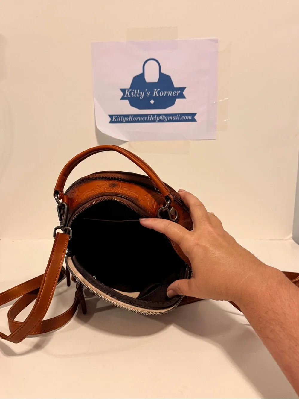 NWOT IVTG Embossed Leather Crossbody Backpack