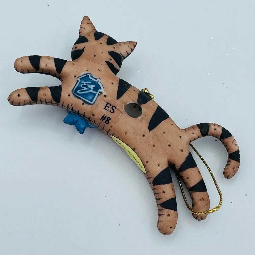 Lang Ornaments Jumping Cat Over Star Patchwork Christmas Tree Ornament ES #2 Box