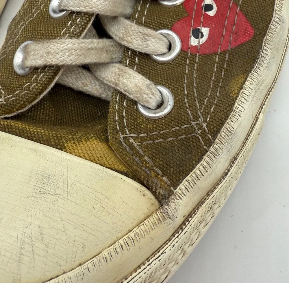 Converse Chuck PLAY Comme des Garcons Olive shoe Sneakers‎ sz 8 -worn thrarashed
