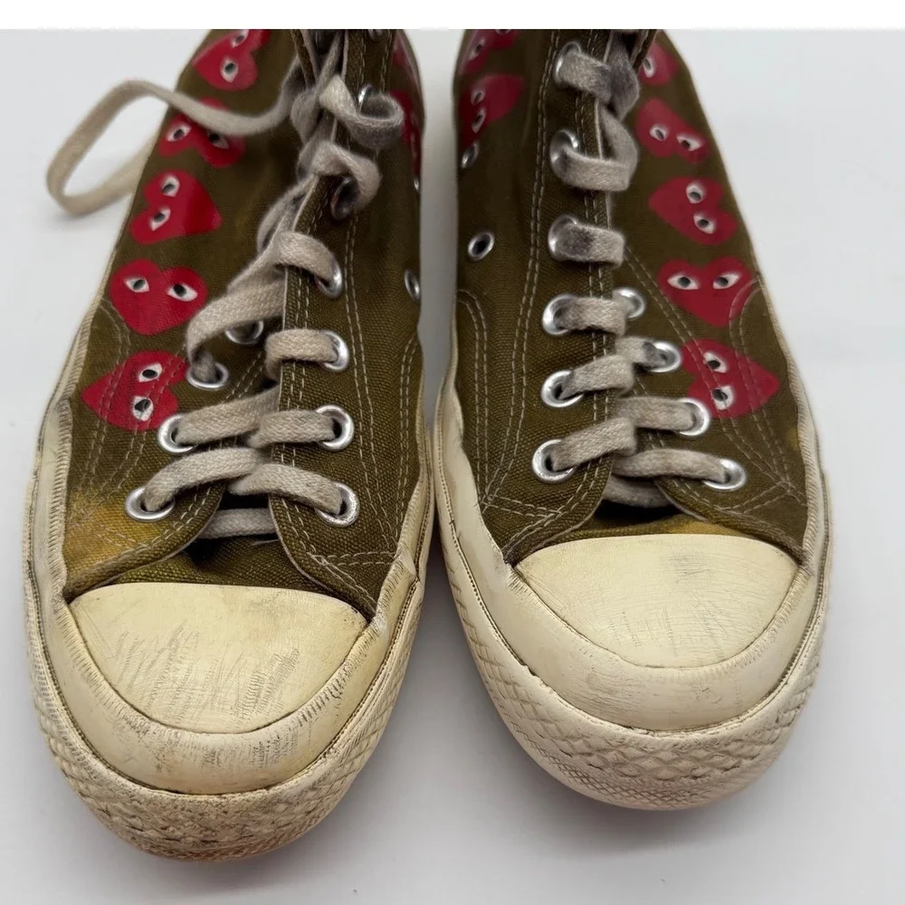 Converse Chuck PLAY Comme des Garcons Olive shoe Sneakers‎ sz 8 -worn thrarashed