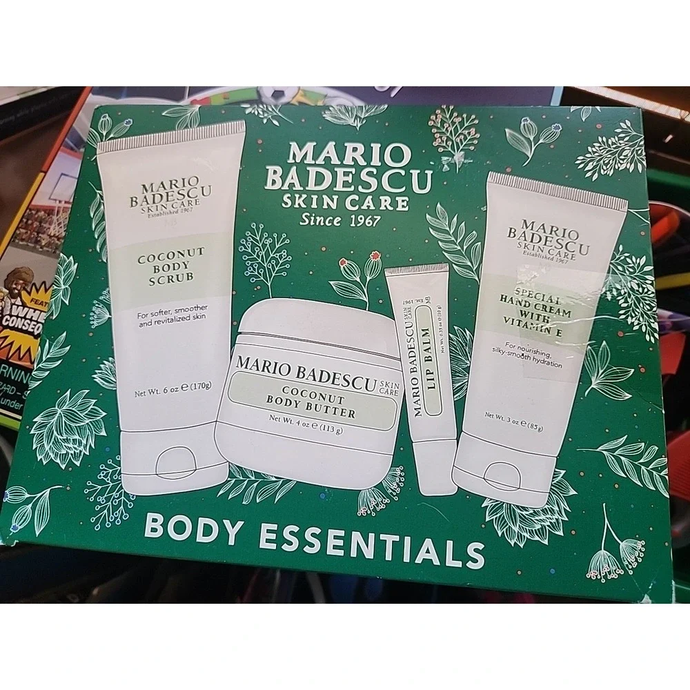 MARIO BADESCU‎ COCONUT BODY SCRUB, HAND CREAM, LIP BALM & BODY BUTTER - 4 PC SET