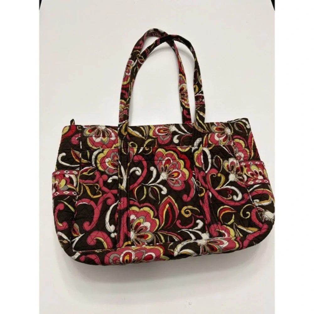 Vera Bradley Bittersweet Floral Quilted‎ Tote Bag Brown Pink.     5169