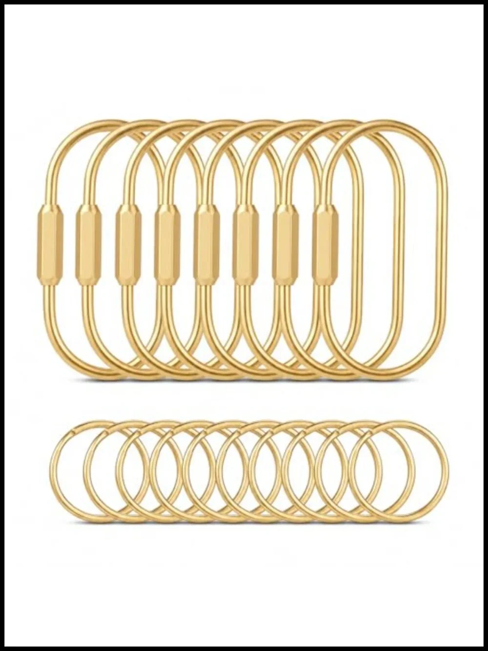 8-Pack Solid Brass Key Rings with Screw Lock & 10 O-Rings