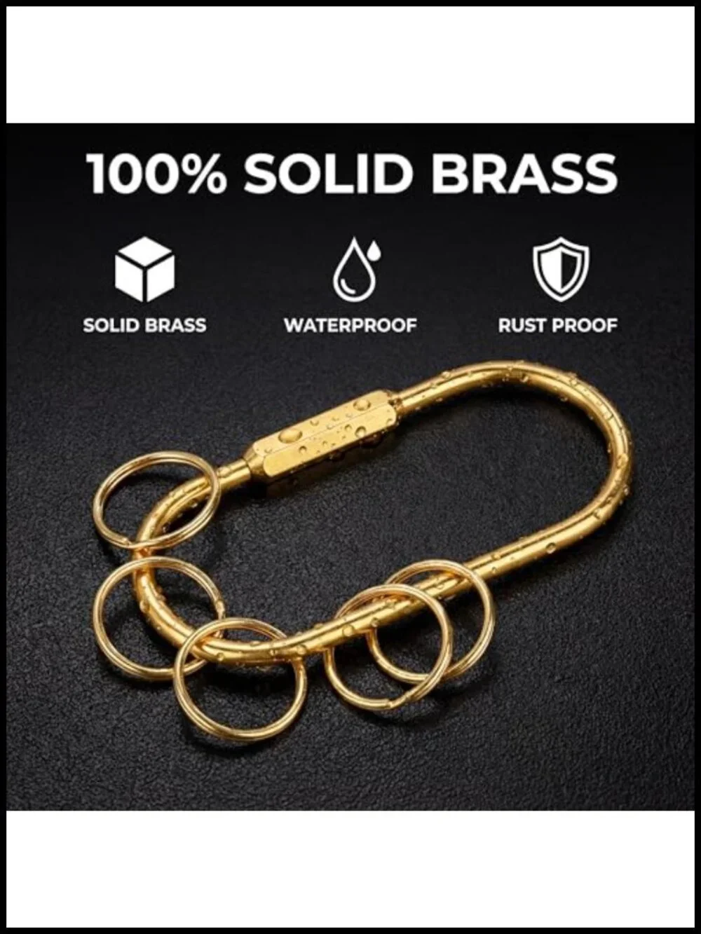 8-Pack Solid Brass Key Rings with Screw Lock & 10 O-Rings