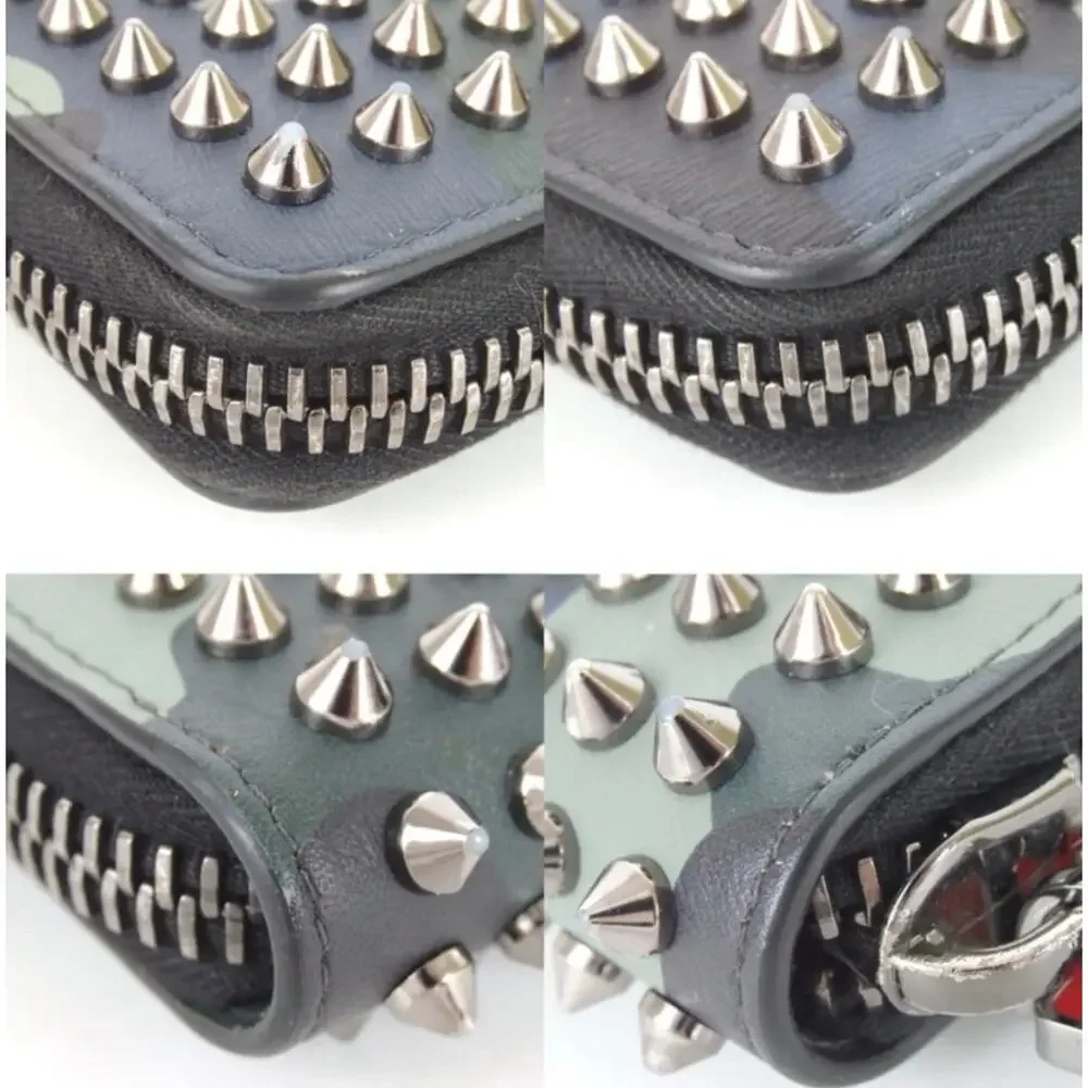 Christian Louboutin Camouflage Panettone Studded Leather Zip Around Wallet