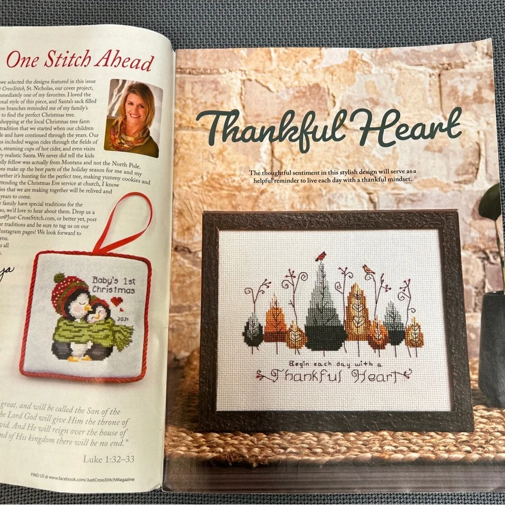 Just Cross Stitch magazine December 2021 Thanksgiving and Christmas designs