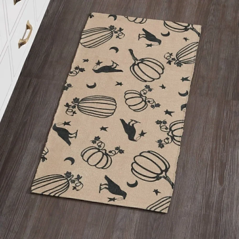 Halloween Raven Harvest Indoor Outdoor Rectangle Throw Rug Country Farmhouse