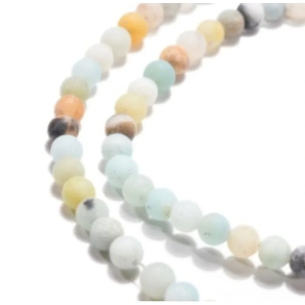6MM Frosted Amazonite Beads-ONE Gemstone Bead Strand-Jewelry Making Supplies NWT