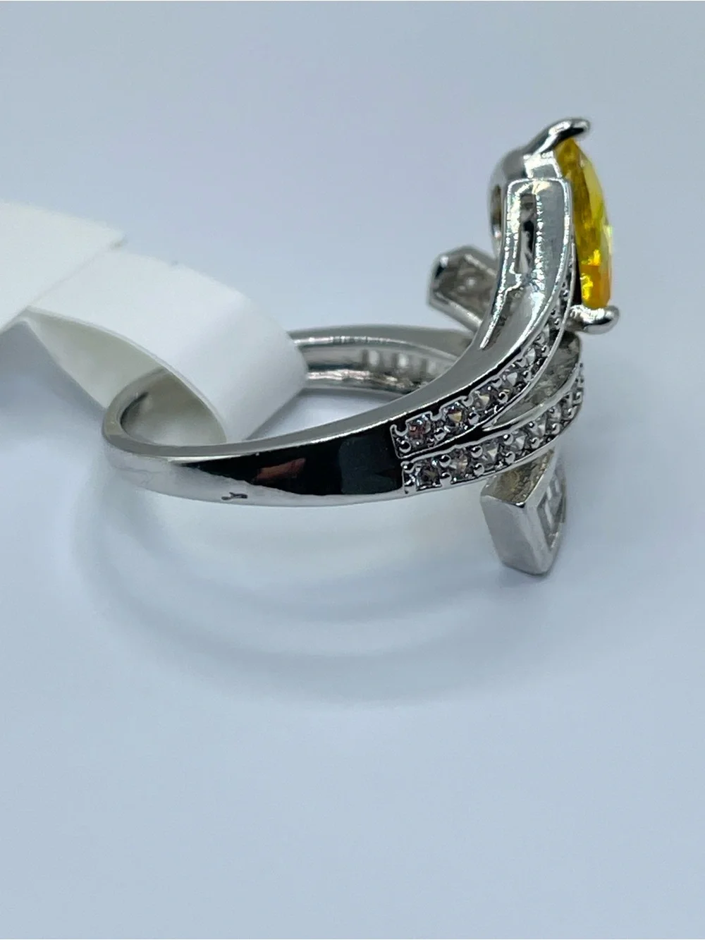 Swarovski Crystal Elements Canary Yellow Art Deco Statement Ring Sz 8