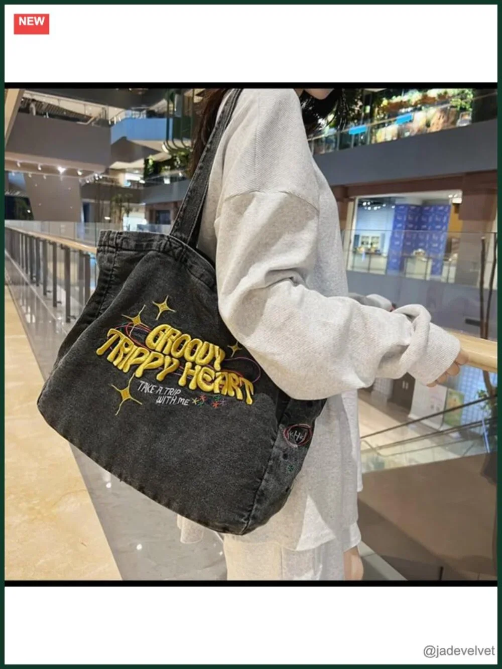 Denim Large Shoulder Hobo Bag with Pockets, Crossbody Tote for Work