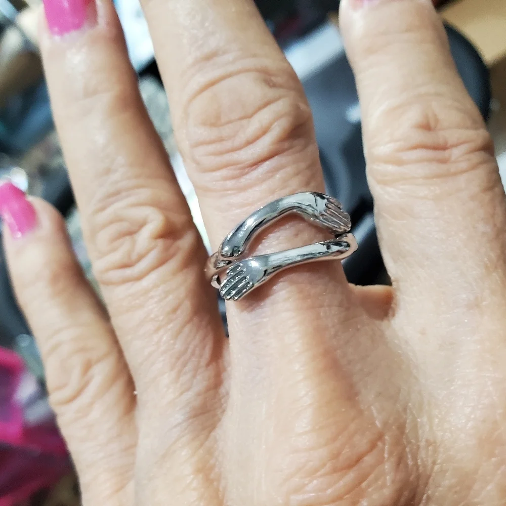 New Hugging Hands Ring Wrap Style Adjustable Embrace