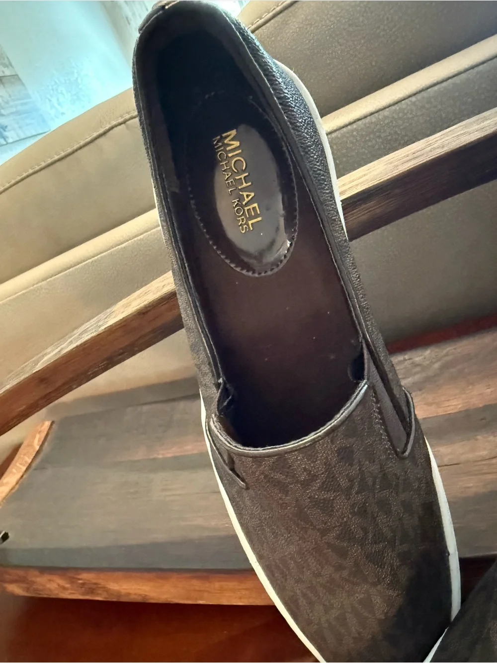 Michael Kors Men's Dark Brown Logo Slip-On Sneakers