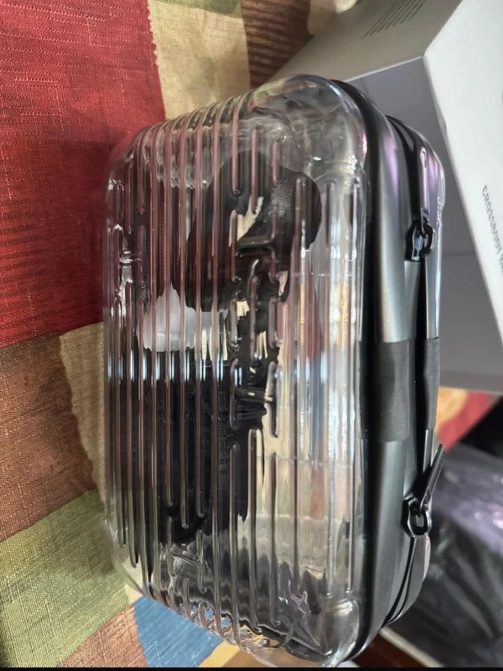 Hotel Collection Clear Ribbed Crossbody Bag - Black & Silver Accents