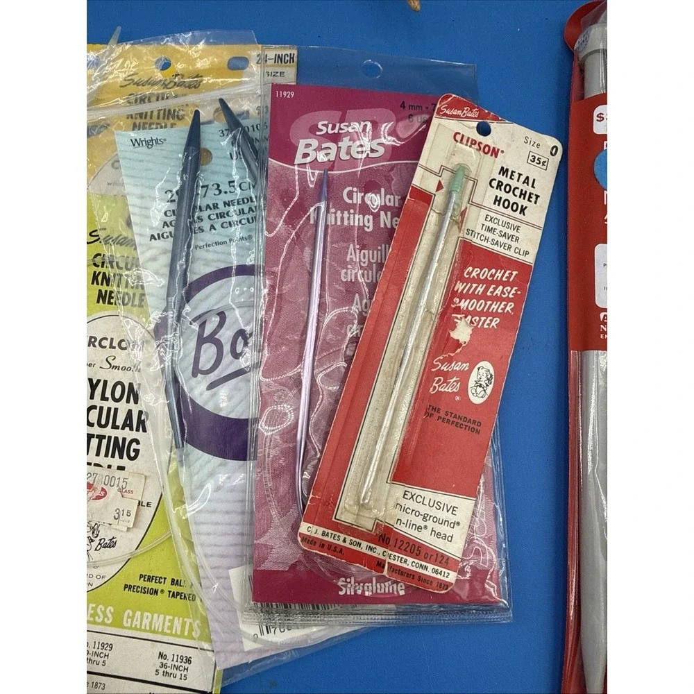 vintage lot of Boye and Susan Bates knitting needles and crochet hooks.