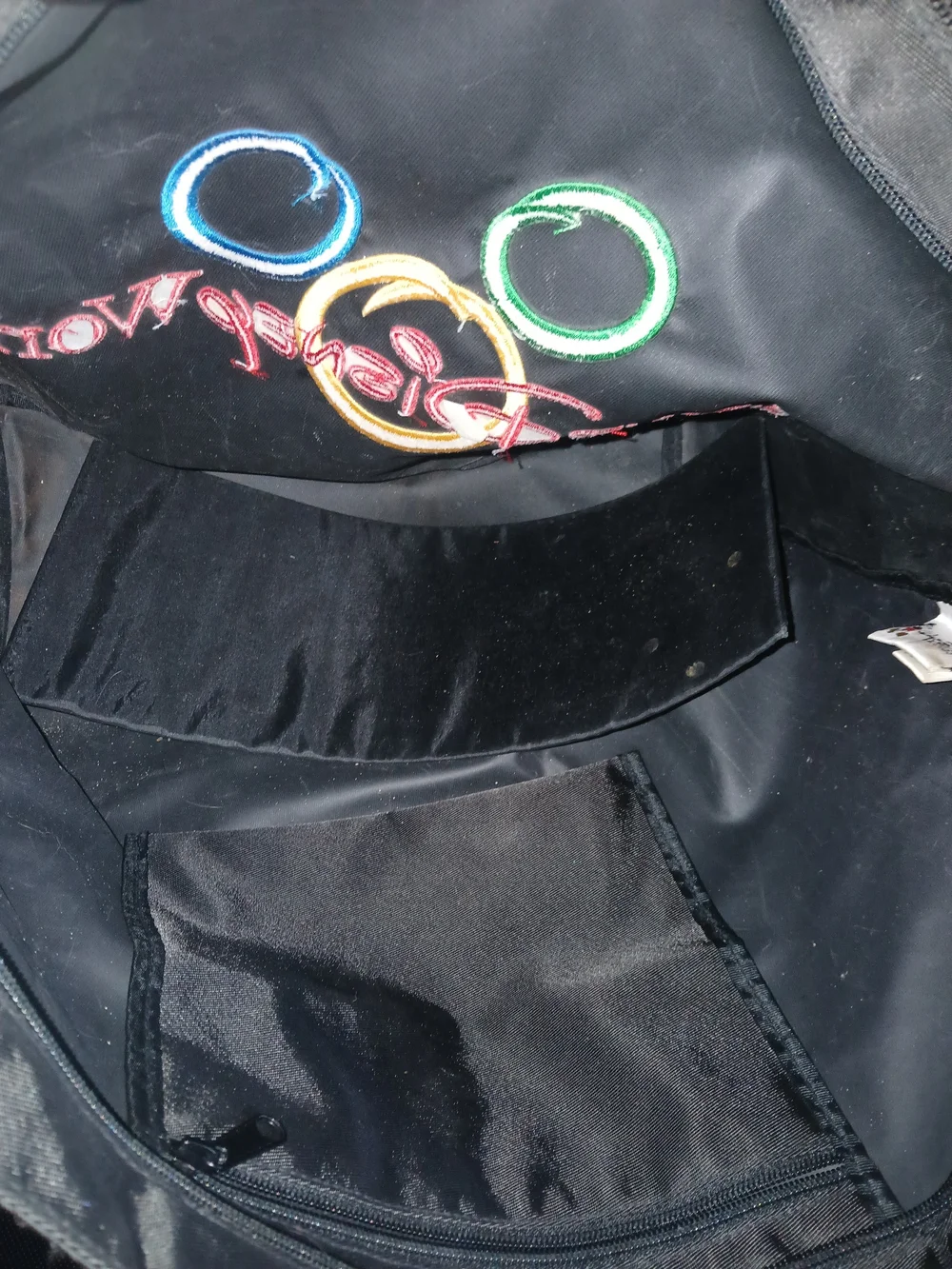 Disney Walt Disney World Black Tote with Red, Yellow, Green, Blue Accents