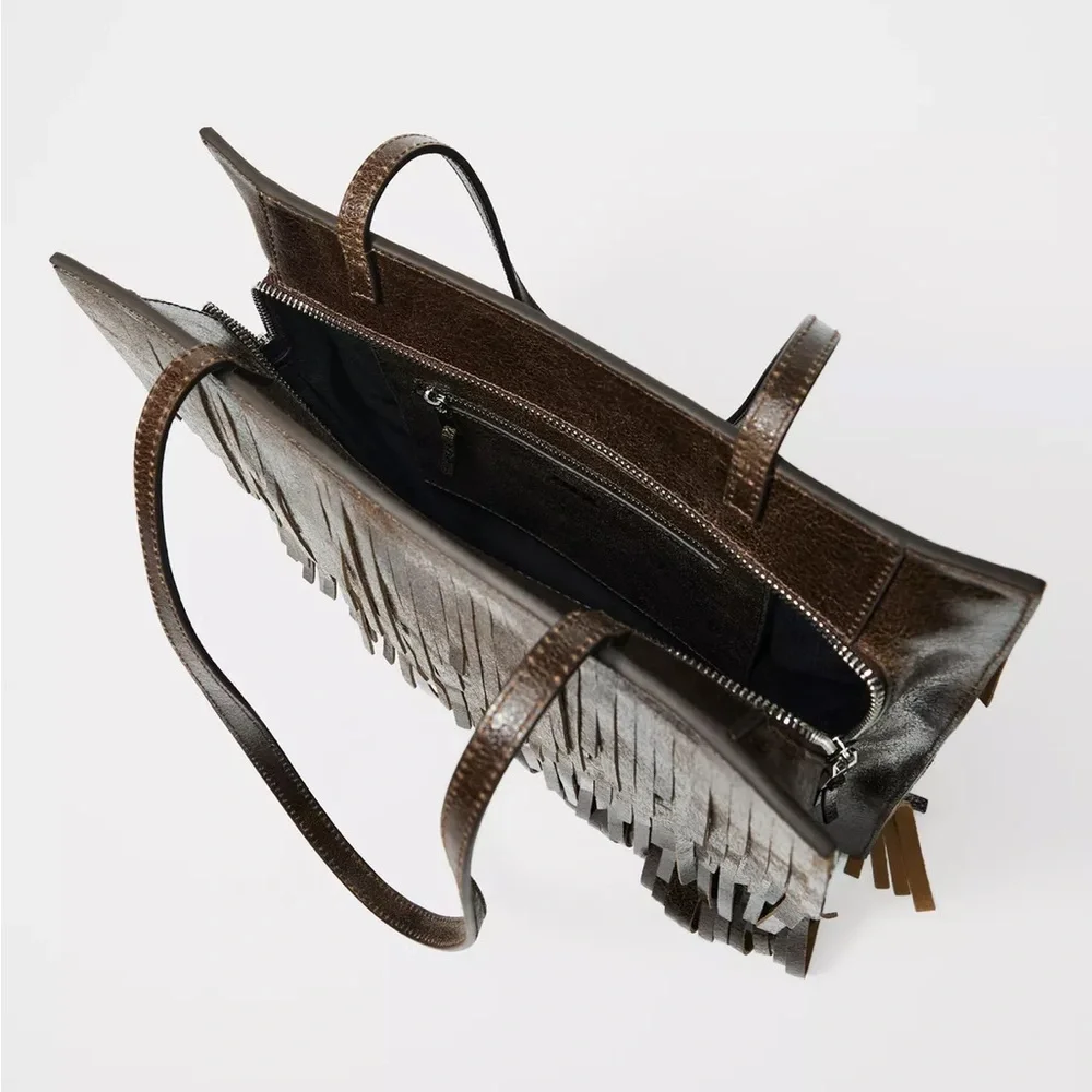 ZARA Fringed Leather Bag