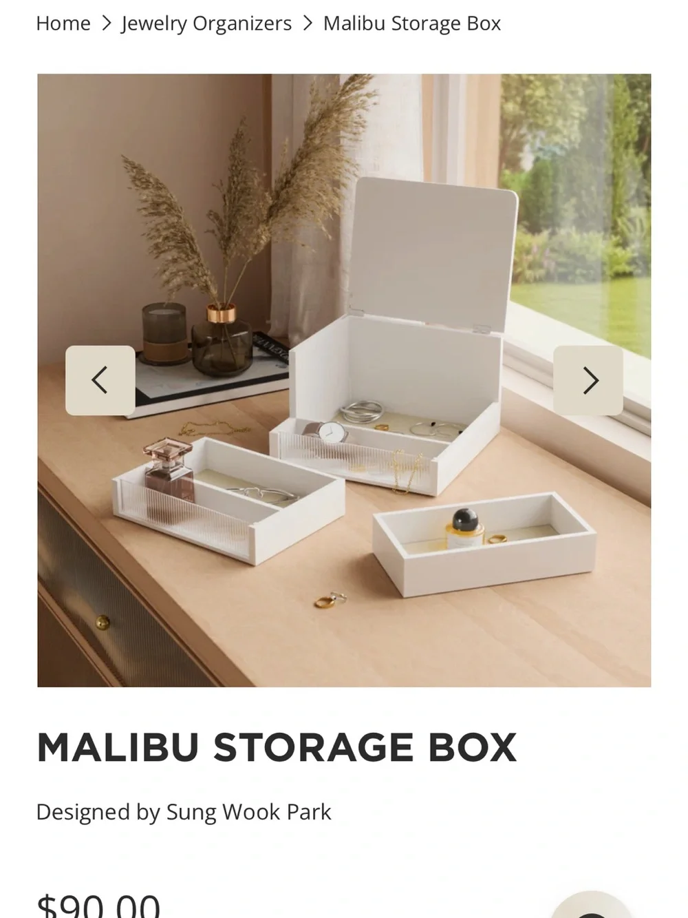 Umbra Malibu Storage Box Jewelry Organizer in White