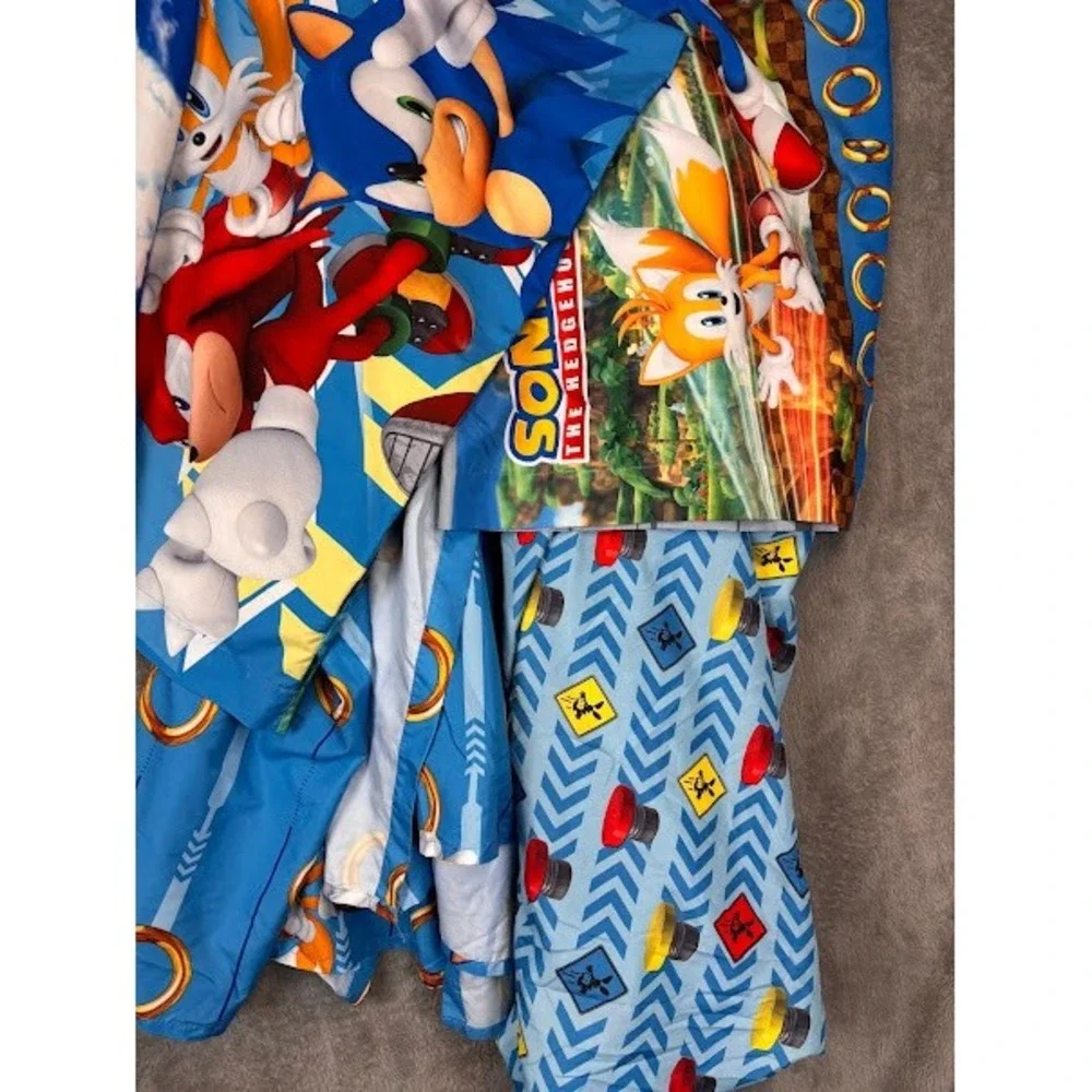Sonic the Hedgehog Twin Sheet Set 4pc Fitted Flat 2 Pillowcases Sega Blue Kids