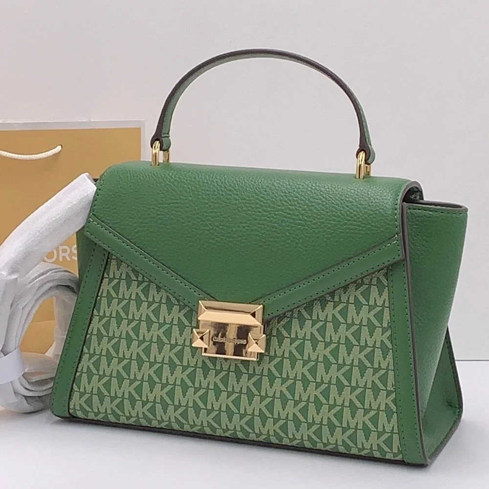 MICHAEL KORS Whitney Medium Flap TH Satchel Fern Green  NWT