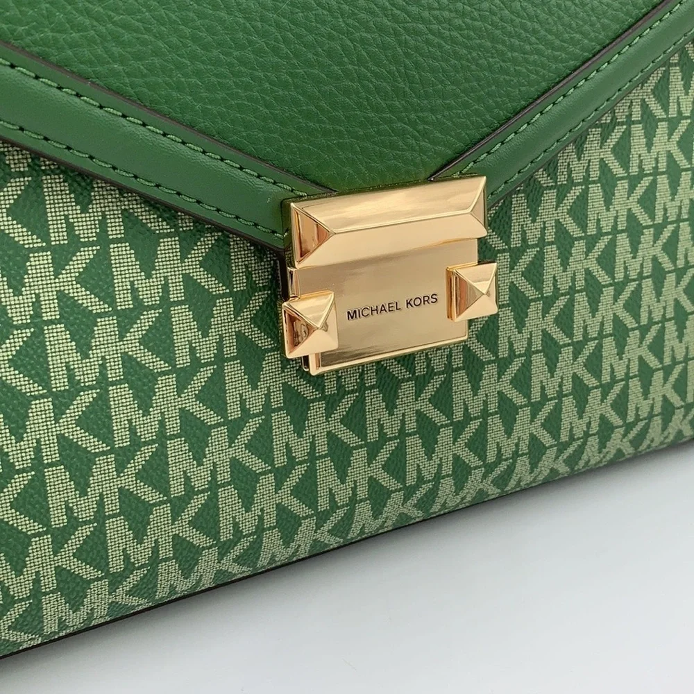 MICHAEL KORS Whitney Medium Flap TH Satchel Fern Green  NWT