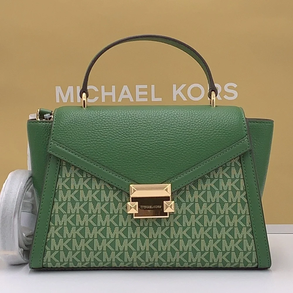 MICHAEL KORS Whitney Medium Flap TH Satchel Fern Green  NWT