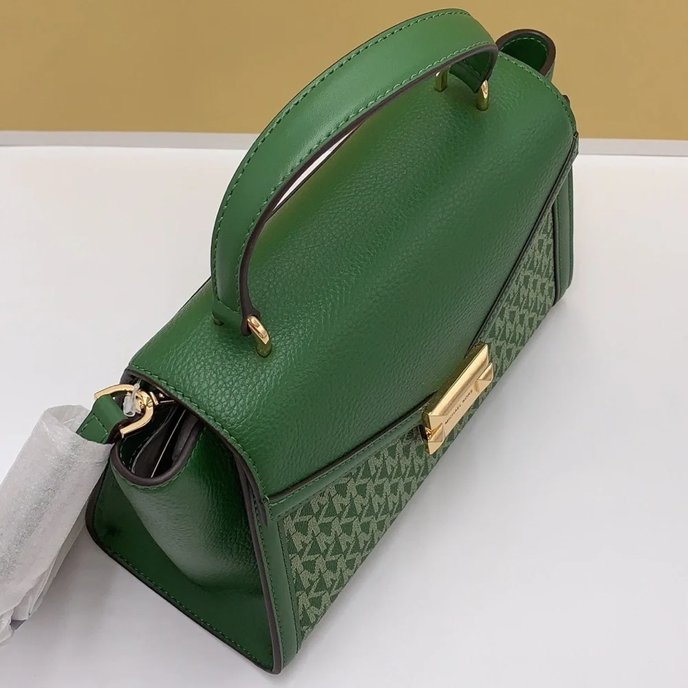 MICHAEL KORS Whitney Medium Flap TH Satchel Fern Green  NWT