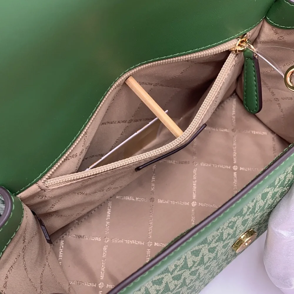 MICHAEL KORS Whitney Medium Flap TH Satchel Fern Green  NWT