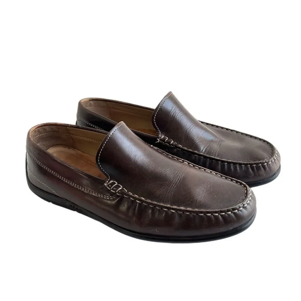 ECCO 570904 Classic Moc Brown Leather Loafer Driver Shoes Men’s 8 EUR 42