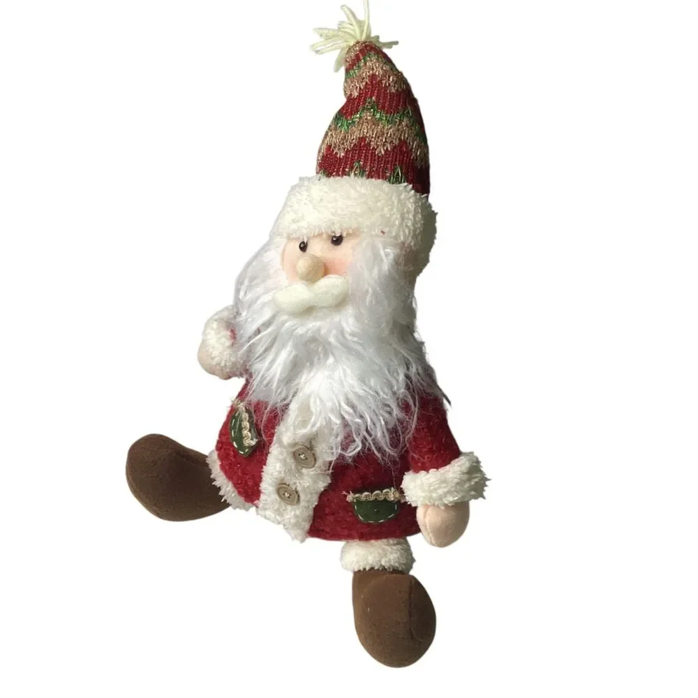 NWT Slhelf Sitter Santa Claus Plush Christmas Decor Fur Trim 17 x 12