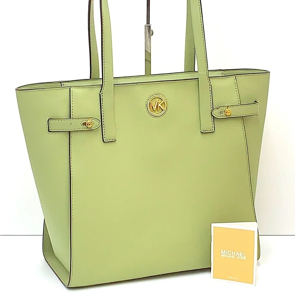 MICHAEL KORS CARMEN LARGE NORTH SOUTH TOTE LIGHT SAGE COLOR