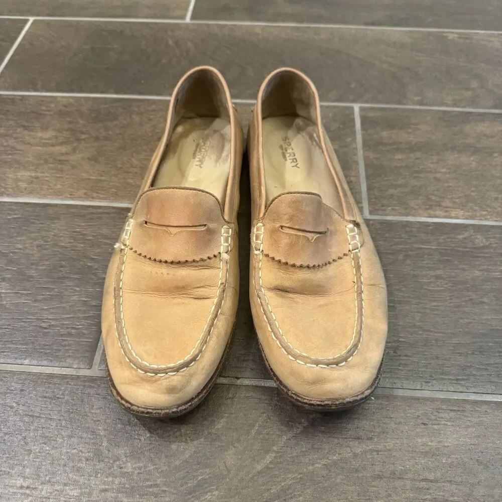 Sperry Top-Sider Women’s Seaport Leather Penny Loafers Tan STS82848 Size 11