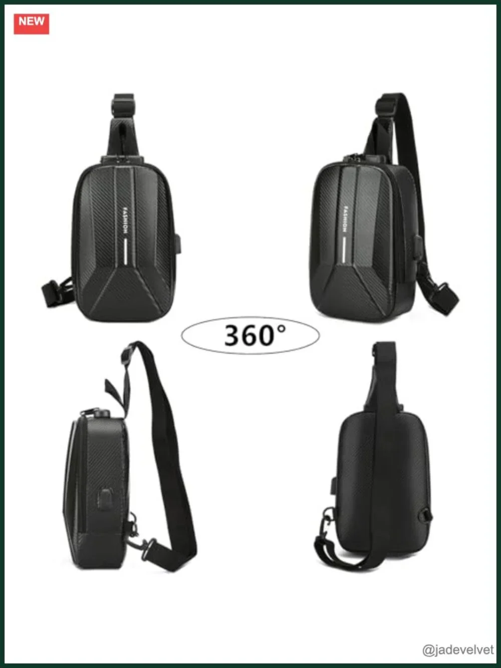 Hard Shell Crossbody Sling Backpack Anti-Theft USB Charging Port