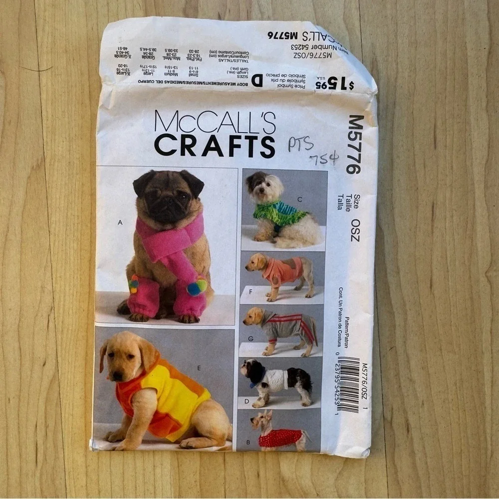 McCall's Sewing Pattern Dog Apparel M5776 Coats Scarf Leg Warmers VTG 2008 Sew
