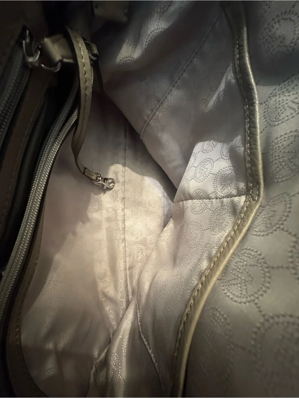 Michael Kors Taupe Pebble Leather Dome Satchel
