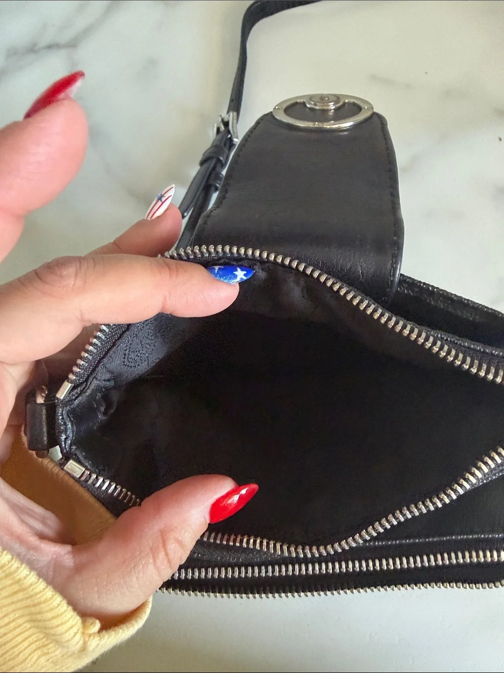 Michael Kors Black Leather Crossbody with Silver MK Emblem