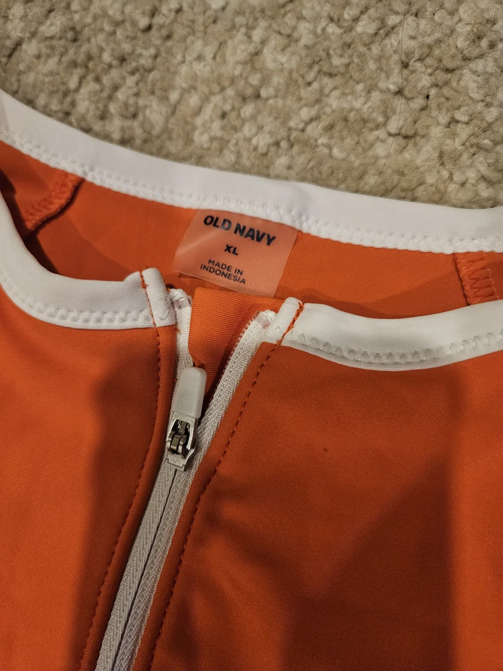 Old Navy Orange Zip-Front Long Sleeve Rash Guard Swim Shirt