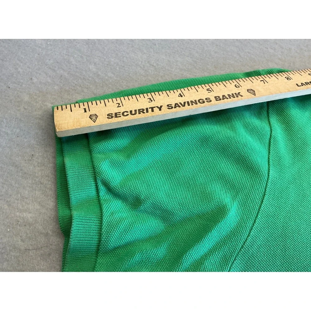 Polo Ralph Lauren Green Polo Shirt Custom Fit Purple Pony Size L Mens Pique