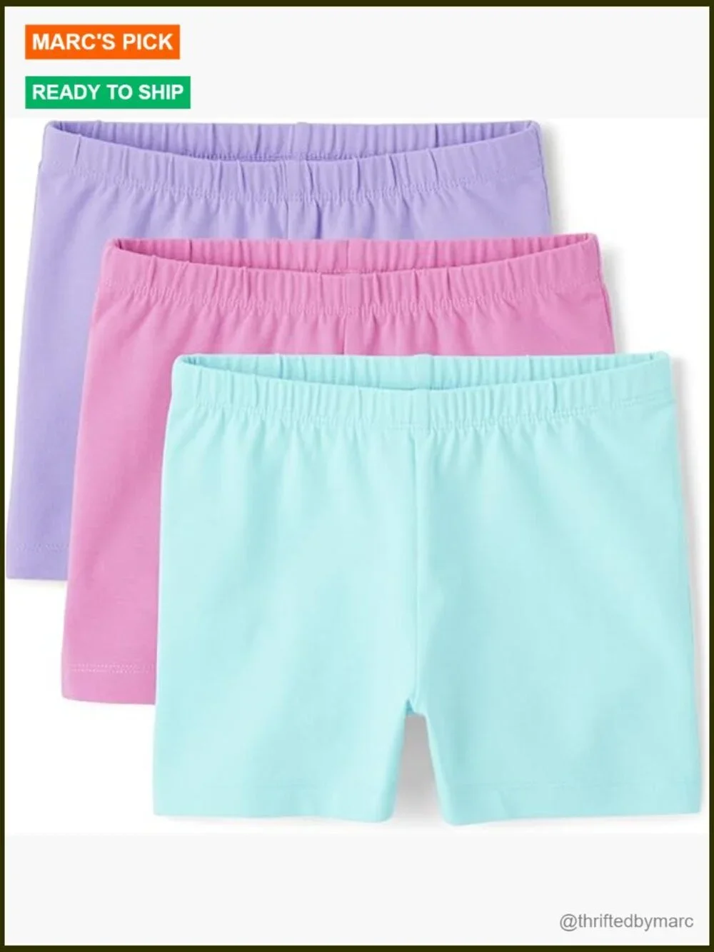 Girls Cartwheel Shorts 3-Pack Cotton Spandex Elastic Waist