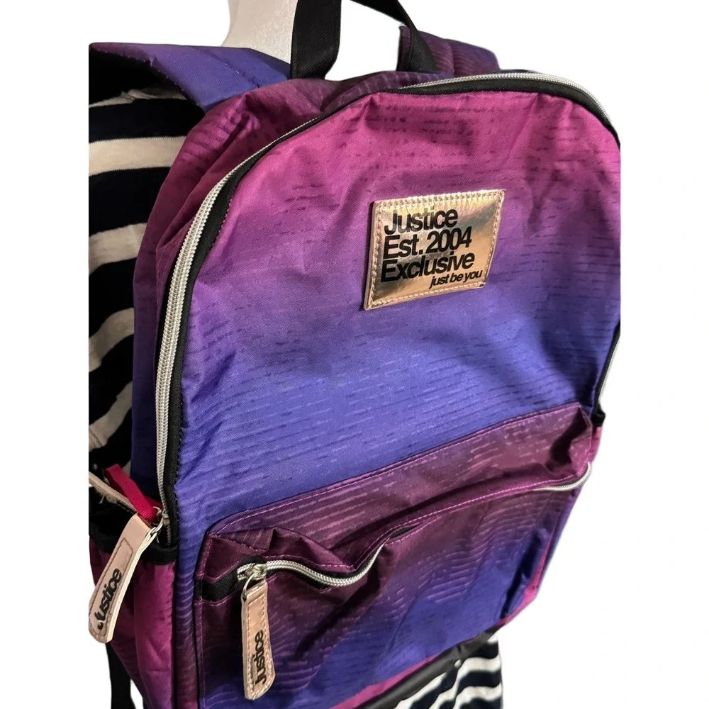 Justice Vibrant Purple and Pink Backpack