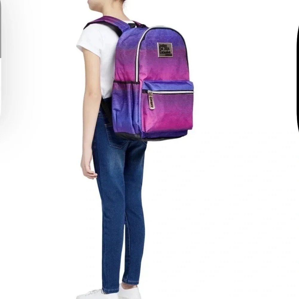 Justice Vibrant Purple and Pink Backpack