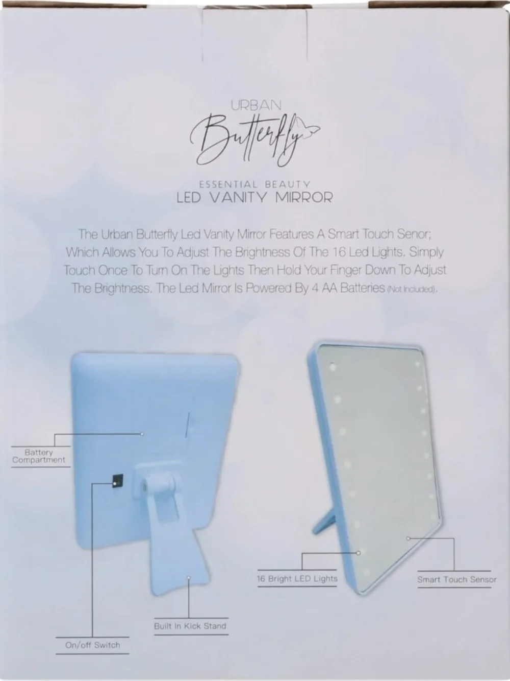 Urban Butterfly Lavender LED Vanity Mirror - Essential Beauty