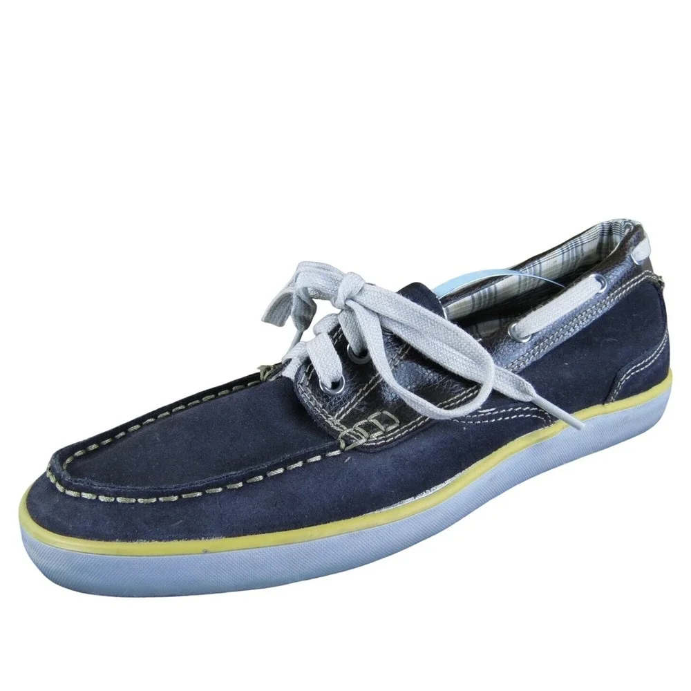 Clarks Men's 1825 Navy Boat Shoe‎ Blue Leather Size 9 Medium Gently Used 2025