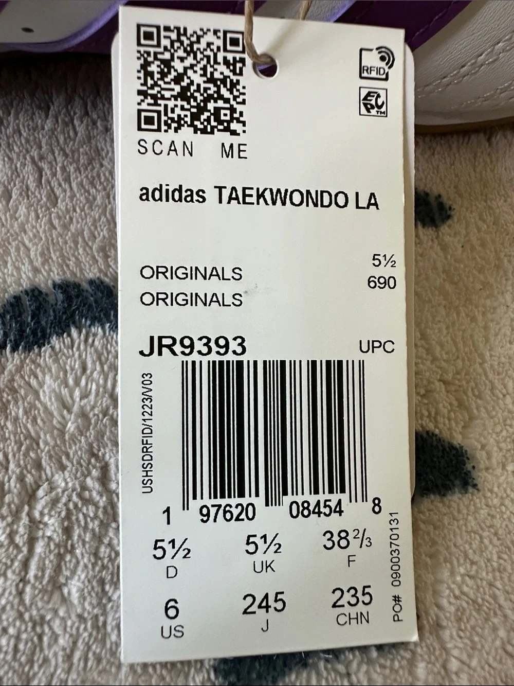 adidas White Sneakers with Purple Stripes