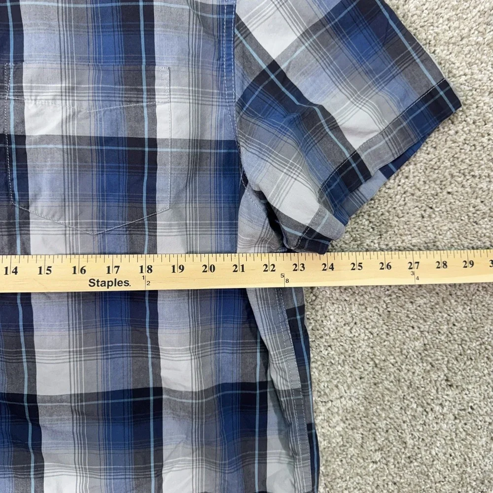 The North Face Button Down Shirt Men XL Blue Plaid Short Sleeve Casual Outdoor