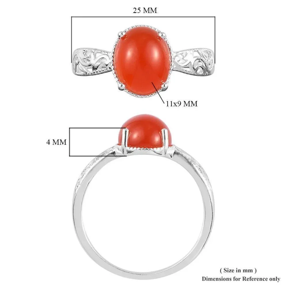 Red Onyx Ring in Sterling Silver Enhanced Size 7